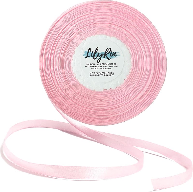LilyRin Pink Ribbon 3/8 Inch x 36 Yards Roll Perfect for Scrapbooking Art Wedding Wreaths Shower Gift Wrapping Birthday Christmas Gifts Floral Arrangements Hair Balloons Bouquets Satin DIY Projects - Image 1